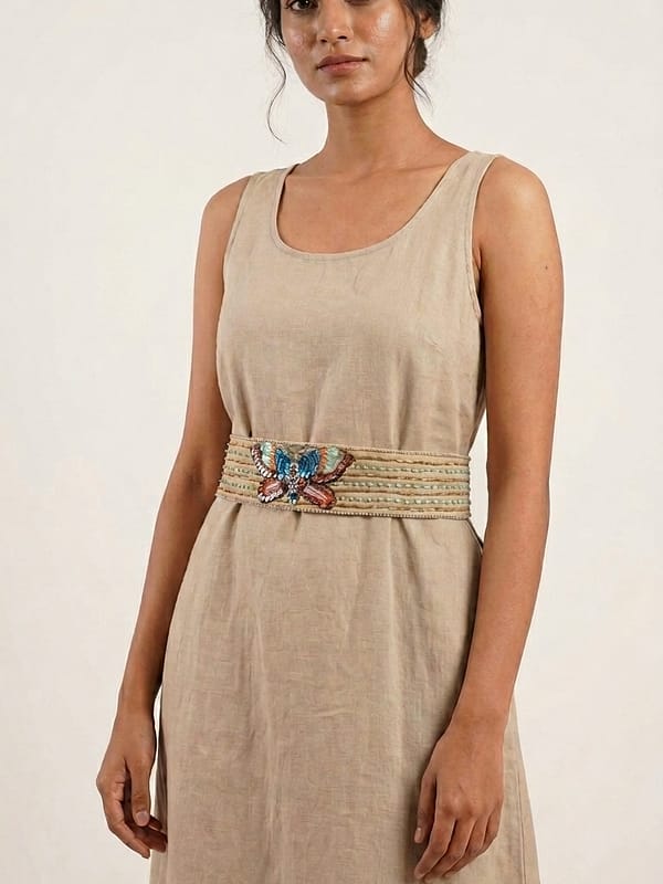 Azure Flutter Beaded Tassel Belt