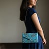 Blue Sunray Luxe Beaded Clutch