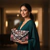 Midnight Bloom Handcrafted Floral Beaded Clutch