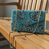 Blue Sunray Luxe Beaded Clutch