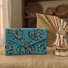 Blue Sunray Luxe Beaded Clutch