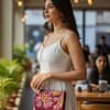 Wine Fern Handcrafted Embroidered Sling Clutch