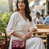 Wine Fern Handcrafted Embroidered Sling Clutch