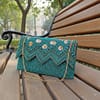 G Emerald Zigzag Beaded Clutch