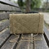 d Golden Scallop Beaded Clutch Bag