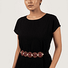 Ruby Red Floral Embellished Stretch Waist Belt