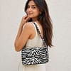 Zebra Luxe Beaded Shoulder Bag