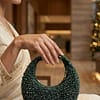 Emerald Luxe Crescent Clutch