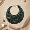 Emerald Luxe Crescent Clutch