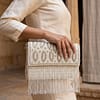 Pearl Cascade Fringe Clutch