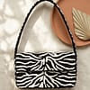 Zebra Luxe Beaded Shoulder Bag