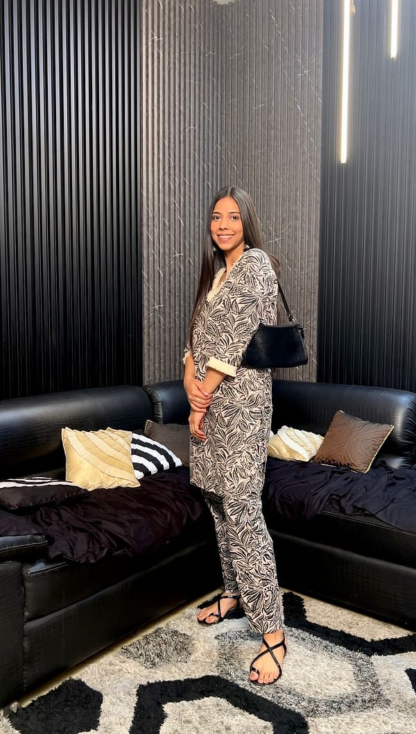Monochrome Leaf Print Co-ord Set
