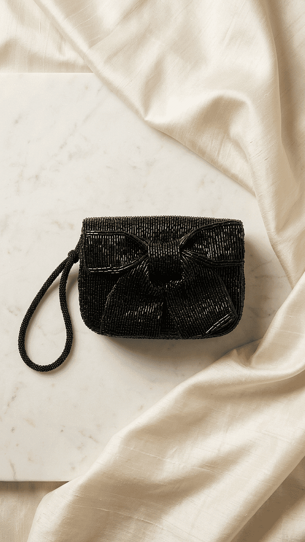 1 (10) Midnight Chevron Beaded Clutch Sling