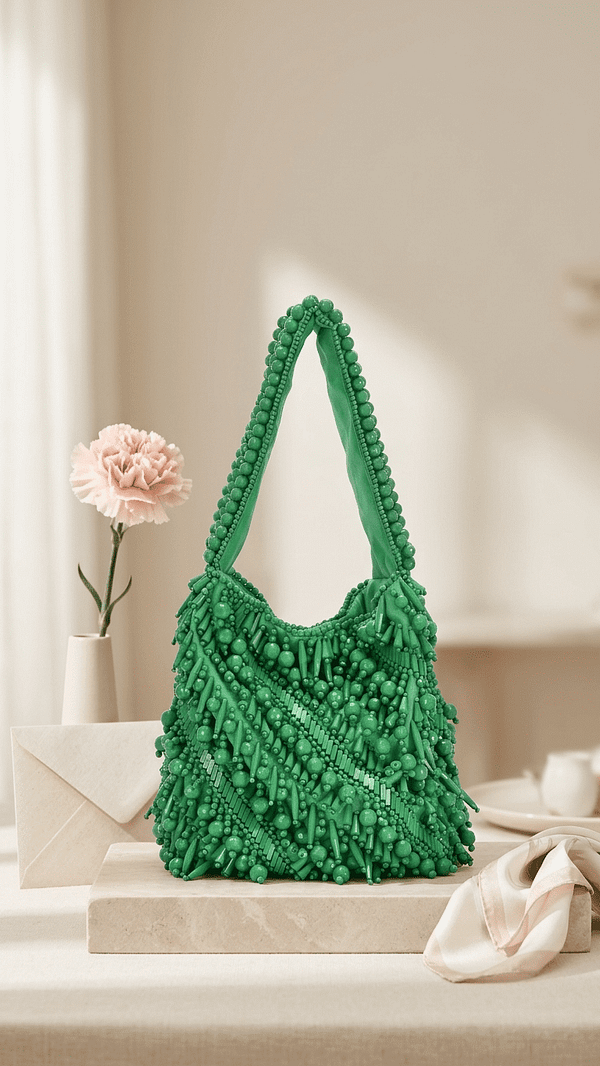 111 (1) Emerald Dew Beaded Shoulder Potli