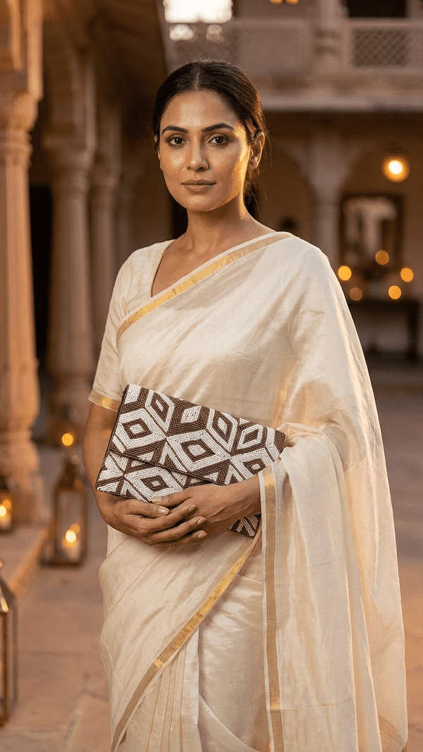 a Desert Geometric Beaded Clutch