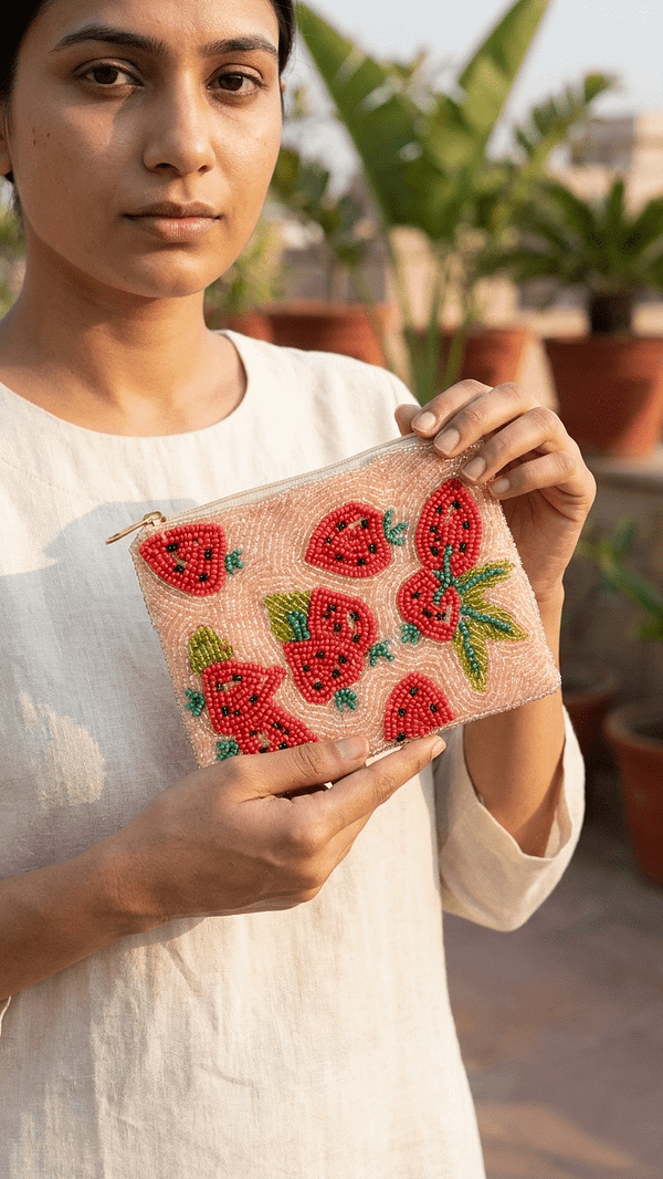 pomelli_photoshoot_image_9_16_0422 (10) Sweeten the Social Strawberry Beaded Coin Purse