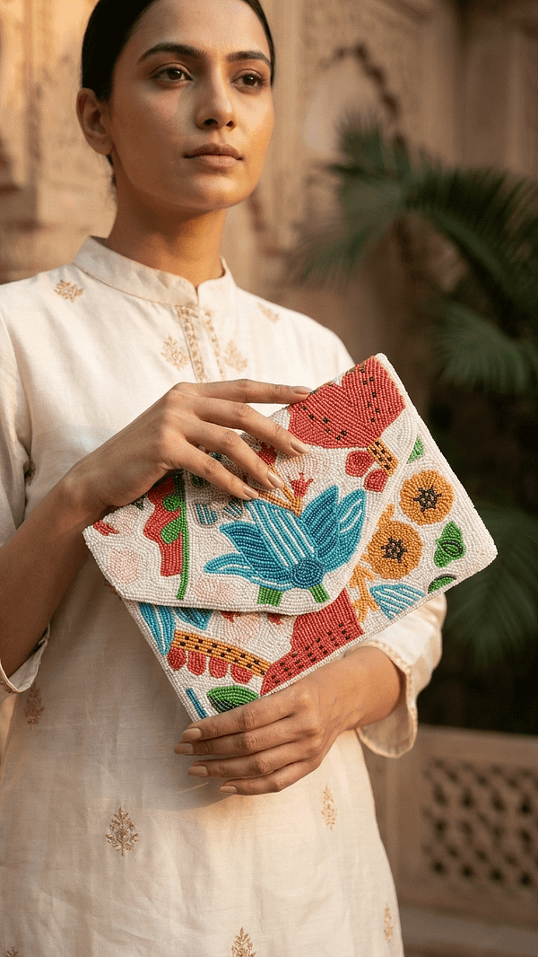 pomelli_photoshoot_image_9_16_0422 (2) Floral Beaded Envelope Clutch with Chain Strap