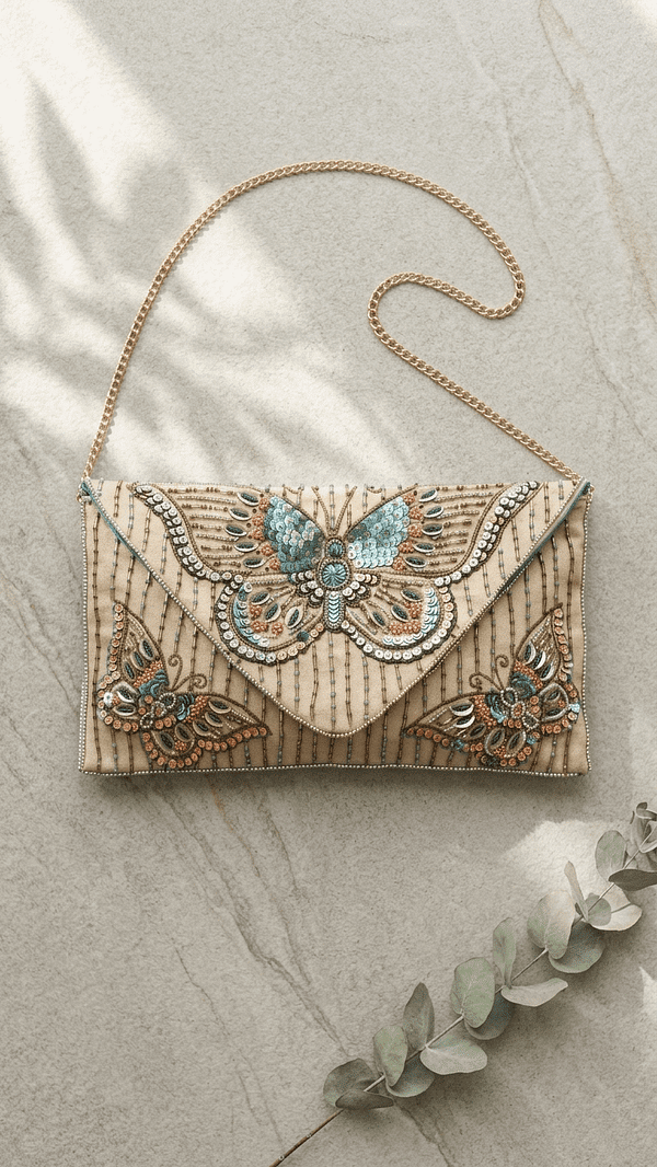 Butterfly Grace Embellished Clutch