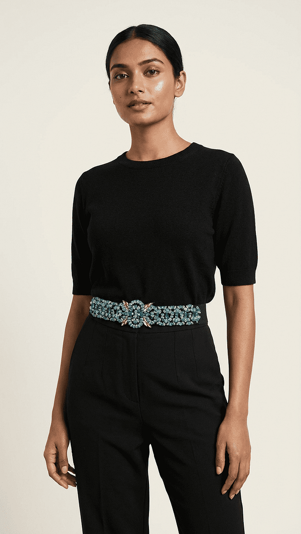Turquoise Beaded Stretch Waist Belt