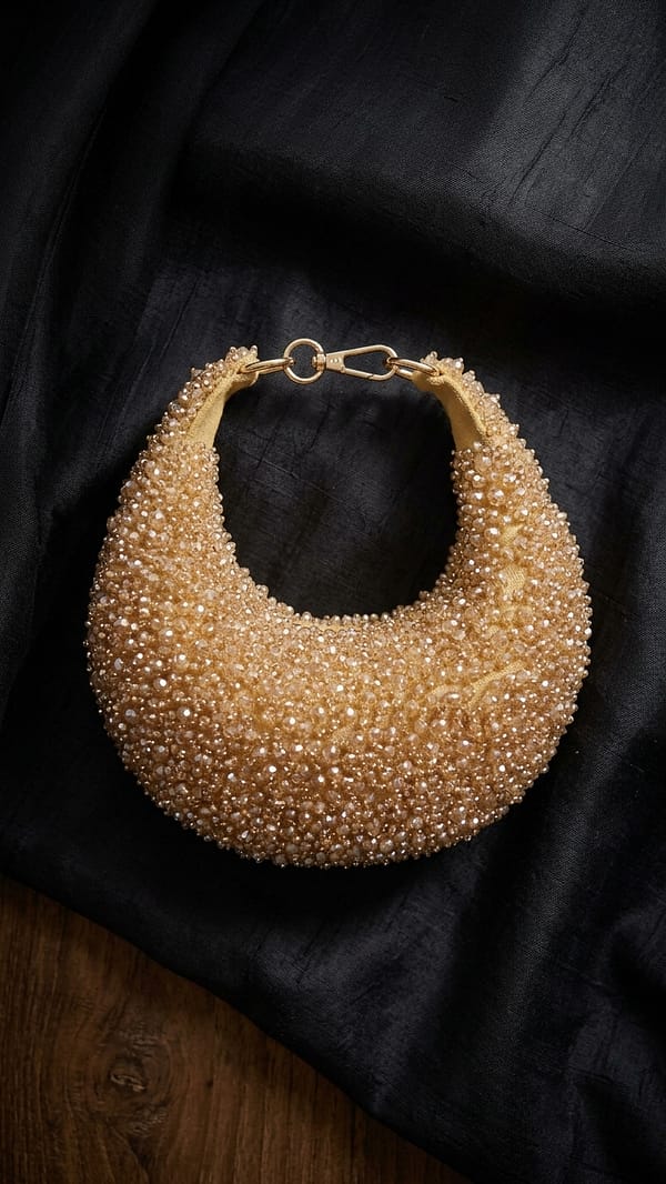 Champagne Pearl Crescent Clutch
