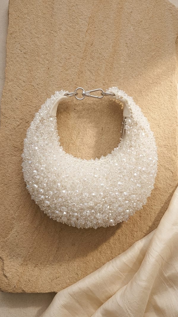 Pearl Frost Crescent Clutch