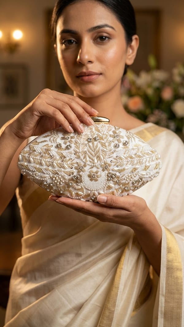 Ivory Bloom Luxe Clutch