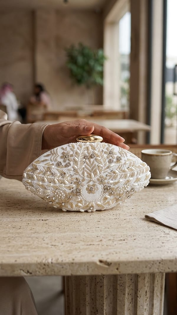 Ivory Bloom Luxe Clutch