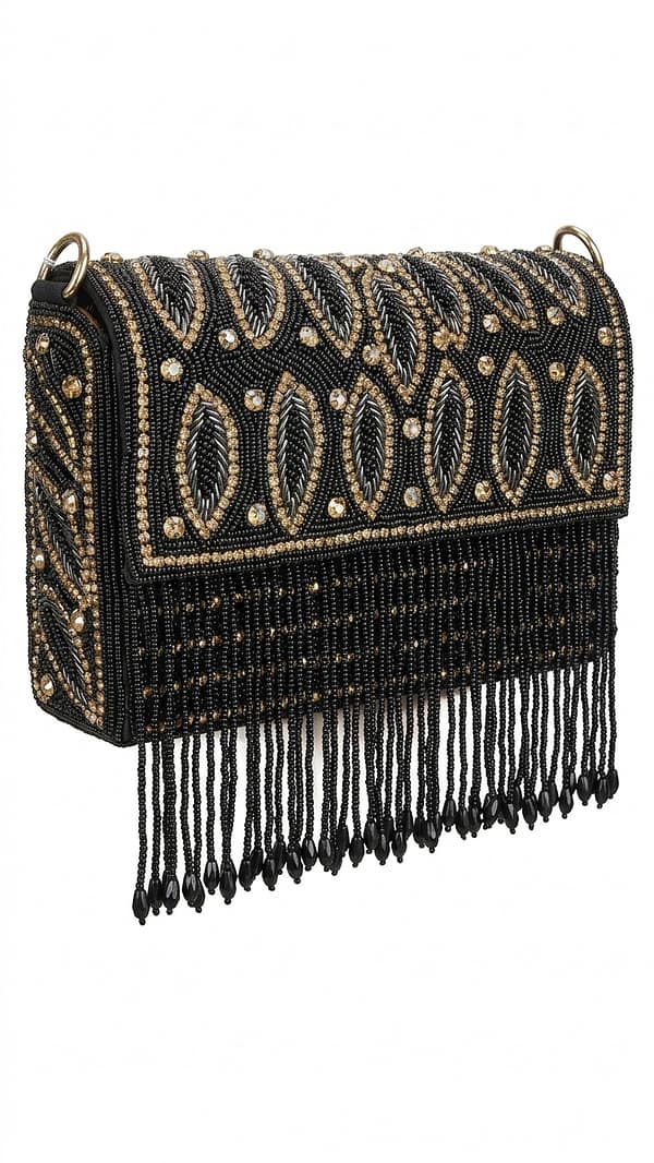 Midnight Glam Fringe Clutch