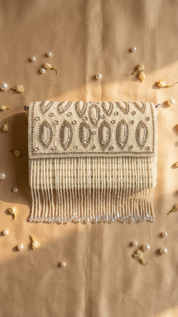 Ivory Fringe Luxe Clutch