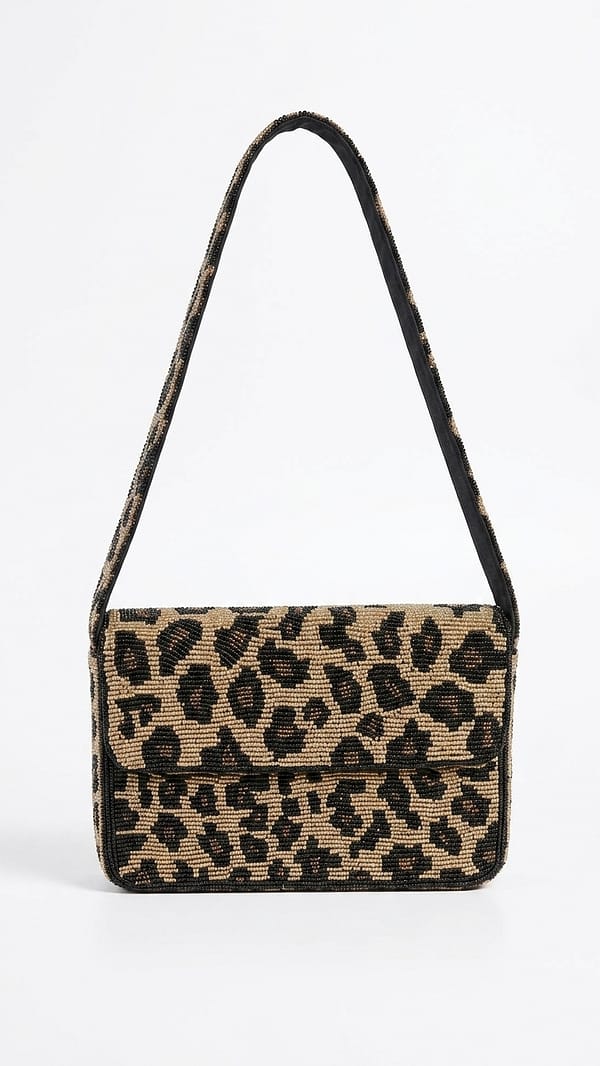 Leopard Luxe Beaded Shoulder Bag