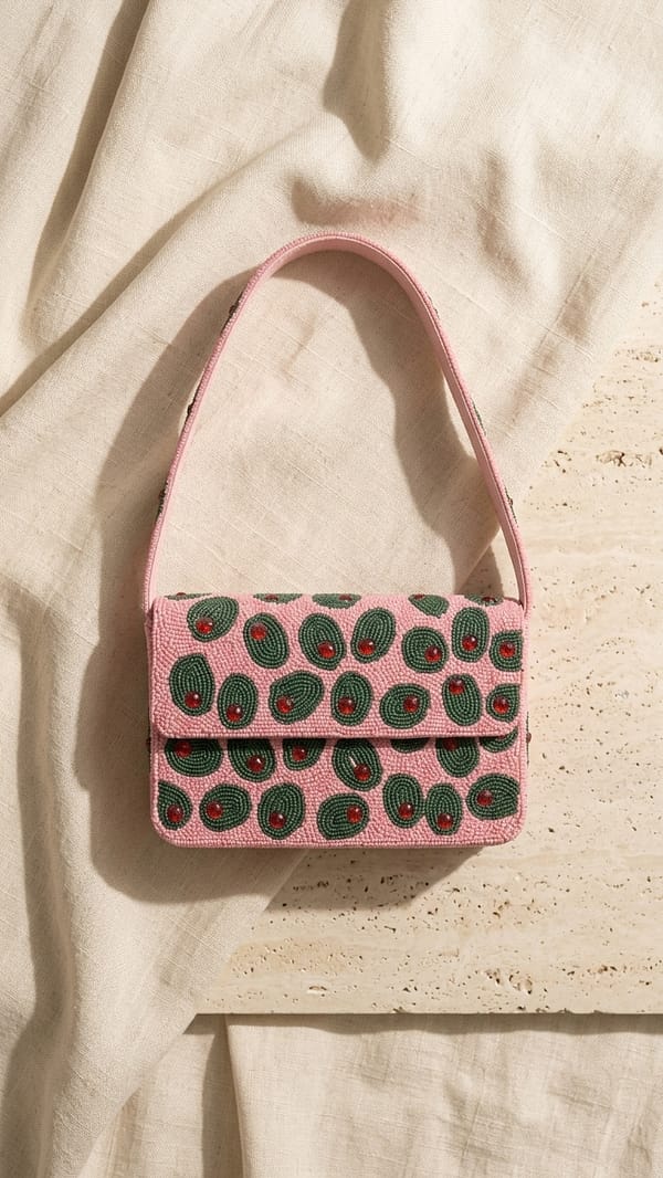 Avocado Pop Beaded Shoulder Bag