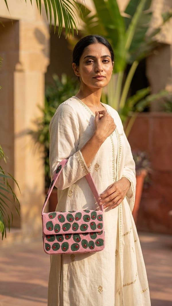 Avocado Pop Beaded Shoulder Bag