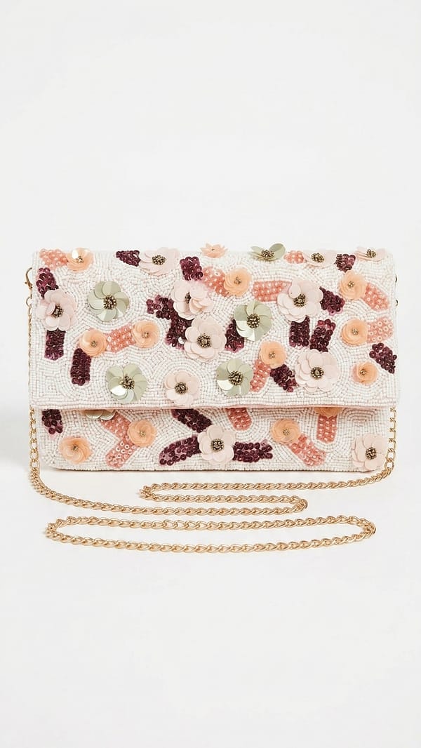 Blush Blossom Beaded Clutch Bag