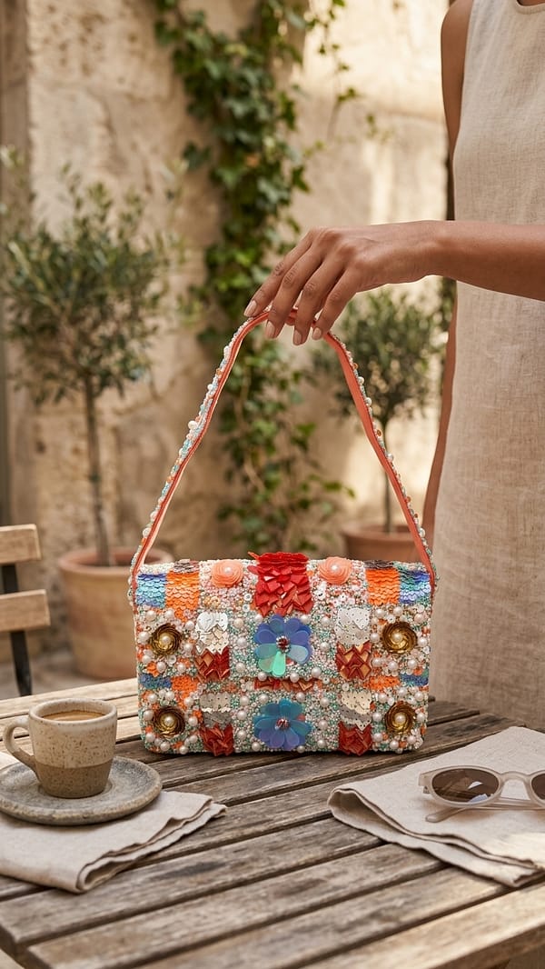 Bloom Sequin Beaded Shoulder Bag