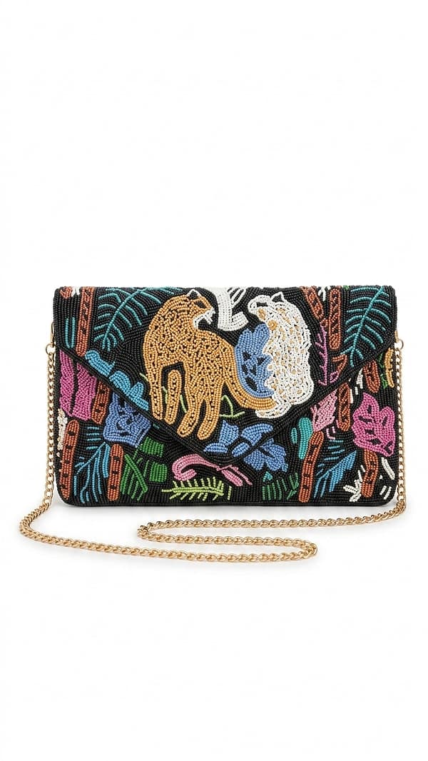Safari Majesty Beaded Clutch Bag