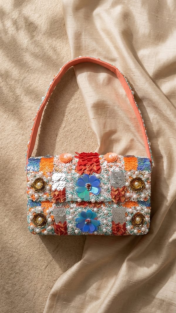 Bloom Sequin Beaded Shoulder Bag