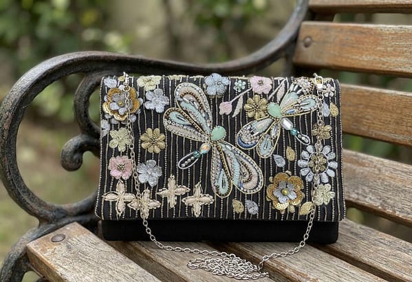 Midnight Dragonfly Bloom Clutch