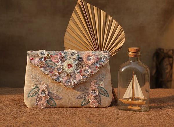 08044378-e438-481d-a261-b8112b8b6786 Pastel Garden Handcrafted Floral Embroidered Clutch