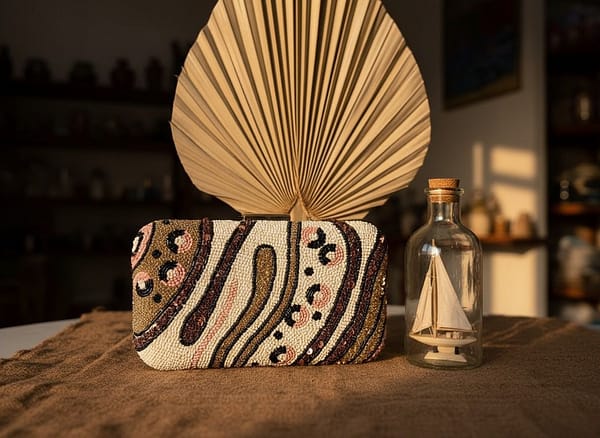 R Blush Marble Beaded Clutch