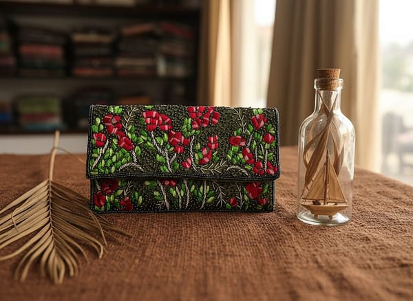 Floral Beaded Evening Clutch