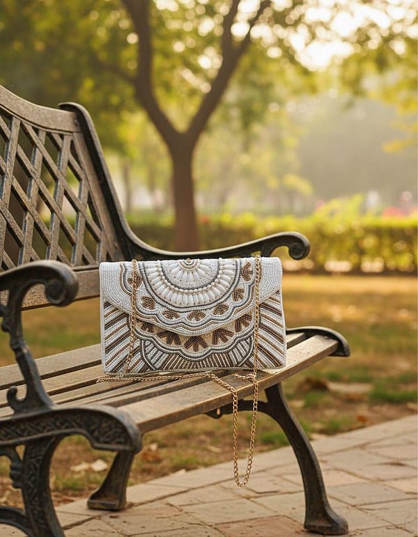 G Beaded Boho Envelope Clutch Bag