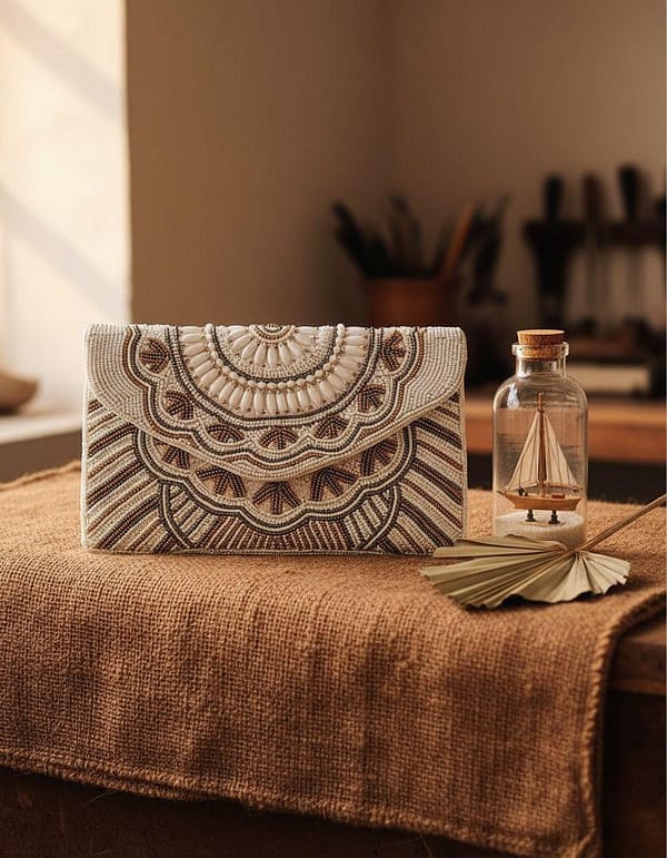 Untitled Beaded Boho Envelope Clutch Bag