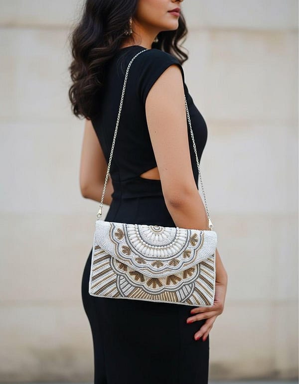 UntitledG Beaded Boho Envelope Clutch Bag