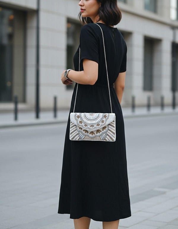 Y Beaded Boho Envelope Clutch Bag