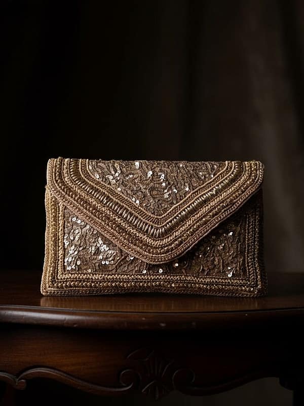 Aurora Gold Handcrafted Beaded Evening Clutch