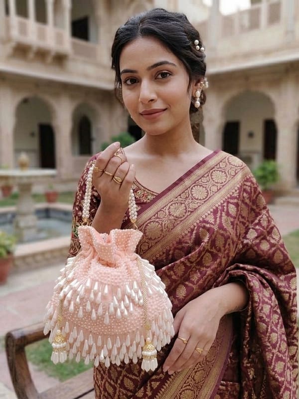 Blush Pearl Embellished Potli Bag