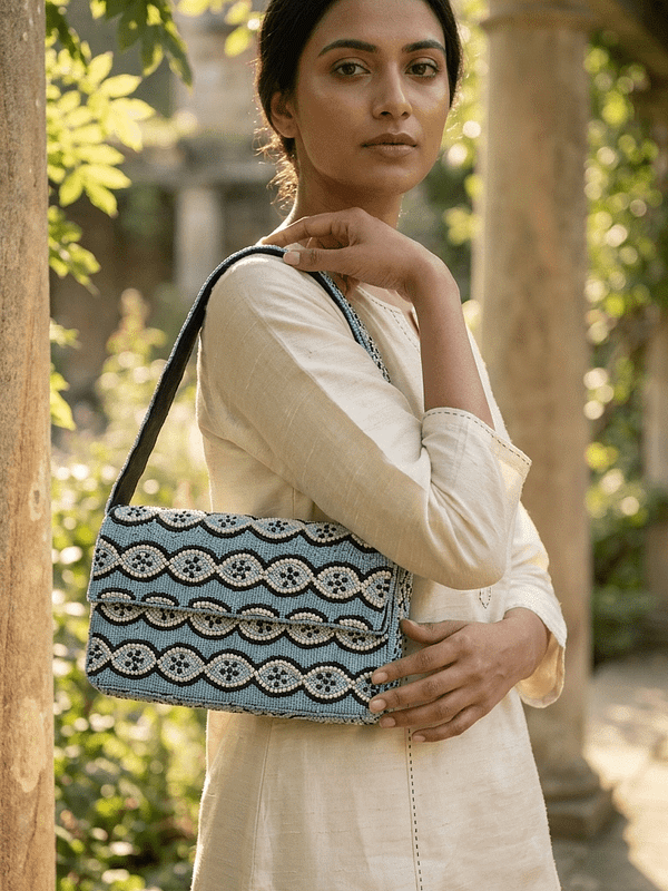 Sky wave Beaded Shoulder Bag