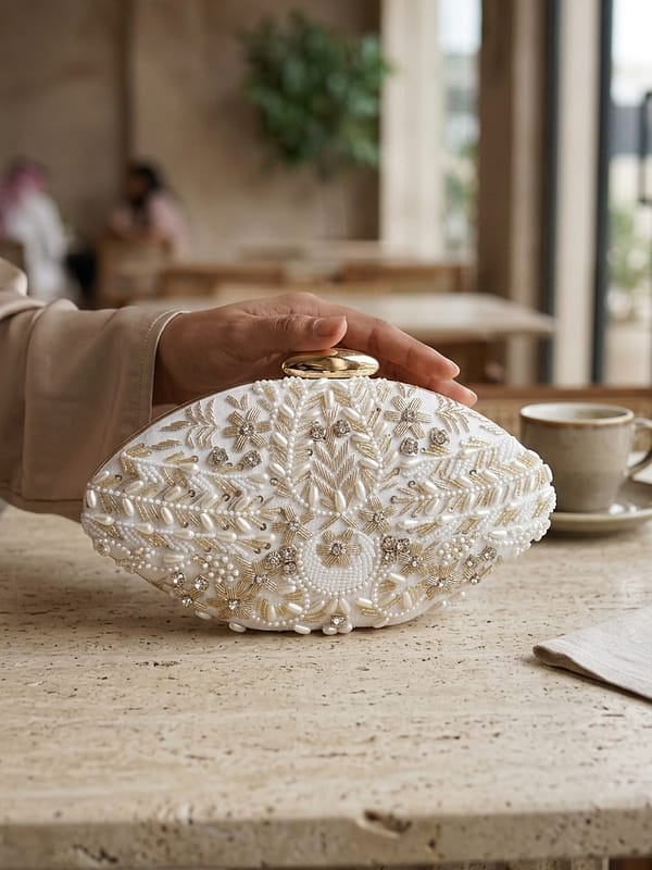 Ivory Bloom Luxe Clutch