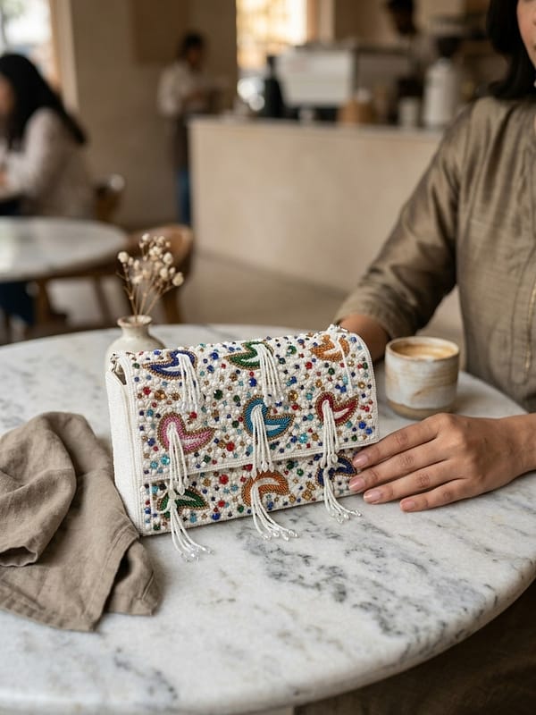 Carnival Bloom Beaded Clutch