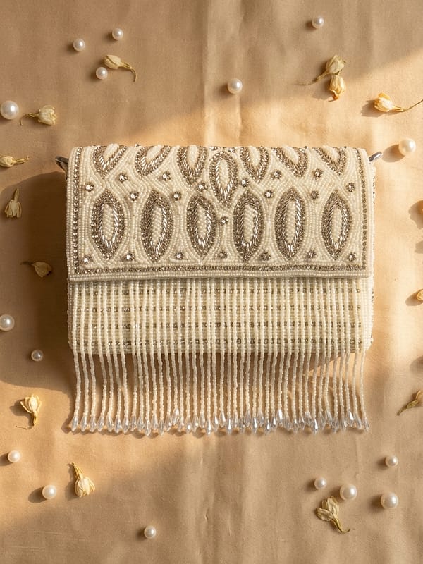 Ivory Fringe Luxe Clutch